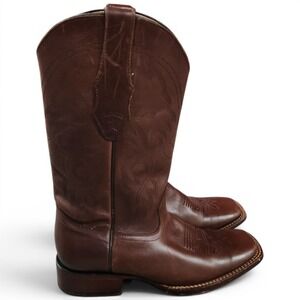 Los Altos Western Cowboy Boots Size 6.5 EE Square Toe Dark Brown Rodeo Festival
